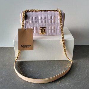 BURBERRY Small Quilted Light Pink Lambskin Lola Bag